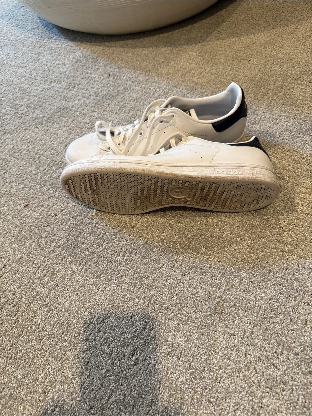 adidas Stan Smith White Sneakers with Navy Heel Tab